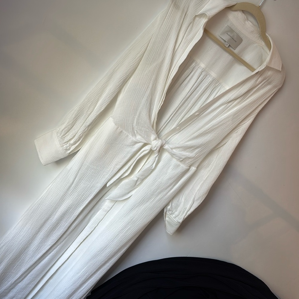 Brochu Walker Button Up white Gauze Mazi Dress, S